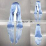 High Quality 100cm Long Straight Touhou Project-Hinanawi Tenshi Light Blue Synthetic Anime Wig Cosplay Hair Wig Party Wig thumbnail-2