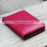 producing elegent red bifold leather card holder high quality and compectitive price from guangzhou china