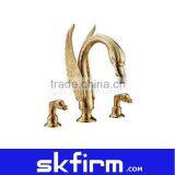 Double Handle Gold Plated Brass Basin Tap