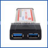 Laptop ExpressCard 34mm to Dual USB 3.0 5Gbps Adapter Converter Card thumbnail-2