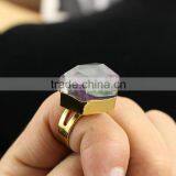 RG1089 Faceted Gemstone Ring,Crystal Quartz Gold Stacking Ring thumbnail-2