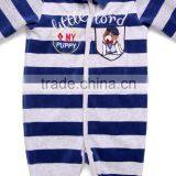 New Born Baby Long Stripe Velour Stripe Romper thumbnail-4