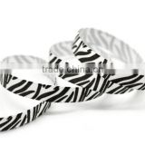 white zebra stripe print single face side grosgrain ribbon, animal print grosgrain ribbon 10 12 25 38 mm