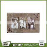 Shabby Chic Distressed 3-opening Wall Hanging Decorative Picture Frame, Metal Flower Home Decor Vintage Frame