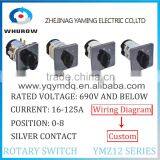 Cam Switch YMZ12 Series White Black Changeover Combination Rotary Switch 0-8 Positions 16-125A Ui 690V Sliver Point Contacts thumbnail-2