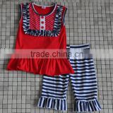 American style little girls summer stripes pants 4th of July boutique outfits