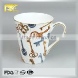 Drinkware gold rim ceramic mug beer, 600ml black mug for beer