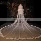 BV1002 New Arrival Elegant Ivory Veil Of Bride Lace Purfle One Layer 2015 Wedding Long Veils Quality Choice thumbnail-4