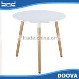 MDF Top Round Table With Wood Legs Cheap Dining Table thumbnail-1