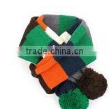Promotion Plain Baby Knitting Multi Color Stripe Ball Scarf