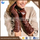 Classic women sheepskin long leather gloves for wholesales