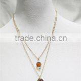 Newest Double Layered Elegant Smoked Topaz Glass w/ Brown Bead & Turquoise Seedbead Pendant Necklace 2016 Fashion Wholesale thumbnail-1