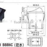 Electrical Double Pole Rocker Switch,6A 250V/10A 125V Red 6pin On-off Rocker Switch thumbnail-6