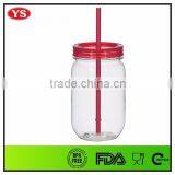 25 oz Single Wall Plastic Acrylic Jars With Straw and Lid thumbnail-5