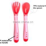 High Quality Temperature Color Changing Silicone Feeding Spoon and Fork for Kids thumbnail-5