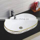 Artistic Flower Painted Stylish Hand Wash Oval Shaped Wash Basin thumbnail-2
