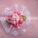 Exquisite Satin Ribbon Flower With Lace Bottom thumbnail-1