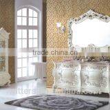 Curved Long Lacquer Bathroom Vanity Ideas in White WTS330