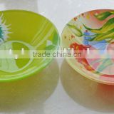 Different size and different shapes glass bowl with decal