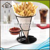 NBRSC Black Metal French Fry Stand With Condiment Bowl Holder thumbnail-1