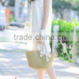 Women Straw Bag/ Seagrass Shopping Bag/beach Tote Bag With White Ribbon thumbnail-3