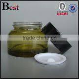 30g 50g Hot Products Fancy Green Glass Cosmetic Jar High Quality Oblique Shoulder Empty Glass Jar With Black Lid China Suppliers thumbnail-4
