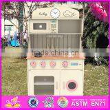 2017 New Design Children Pretend Play Wooden Pink Play Kitchen W10C268 thumbnail-1