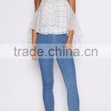 Latest Design Halter Neck off Shoulder Woman Tops Summer Ruffle Tops thumbnail-5