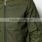 2017 Best Price High Quality New Design Durable 100% Cotton Green Baseball Collar Ribbed Cuffs Running Casual Men BomberJacket thumbnail-3