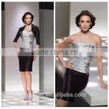 Fancy Design Short Satin Women Contrast Color Fashion Dress thumbnail-1