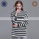 Longline Curve Hem Striped Cute Hoodies for Women thumbnail-1