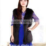 Pure Colour Long Hair Woman Sheep Fur Faux Fur Sleeveless Waistcoats thumbnail-4