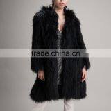 Myfur Wholesale Black Winter Warm Raccoon Fur Hood Knitted Fur Jacket For Women thumbnail-1