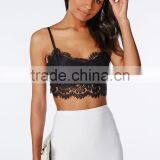 Delicate Eyelash Zip Back Lace Bralet Women Lace Top thumbnail-2