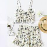 BEST SALE Sexy Floral Print Pleated Cami Tops With Shorts Women Suit thumbnail-5