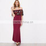 HOT off the Shoulder Sexy Dress, Woman Floral Print Mesh Maxi Long Dress thumbnail-6