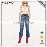 2016 Pearl Decoration Highwaist Jeans Woman New Model Jeans Pants thumbnail-1