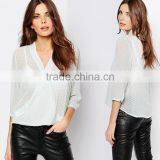 Latest V Neck 2016 Ladies Chiffon Women Tops Casual for Wholesale thumbnail-1