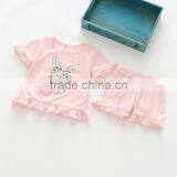 Wholesale Cartoon Printing Ruffle Summer Cotton Kids Girl Two Pieces Set thumbnail-2