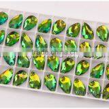 Drop Peridot Color 7*12mm 240pcs Sew on Stones Two Holes Loose Rhinestone thumbnail-3