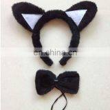 HBN-1451 Party Cat Headband With Bow Tie Black Cat Headband thumbnail-1