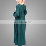 2017 New Islamic Design Long Muslim Kaftan Dress Abaya Teal Flared Maxi Dresses Women Simple Long Abaya thumbnail-2