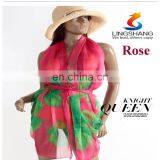 Lingshang Silk Scarf Female Chemical Fiber Scarf Ultralarge Thin Summer Sunscreen Cape Beach Towel Scarf Long Design thumbnail-2