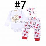 "Daddy's Princess Has Arrived" 2019 White Girls Bodysuits & Ruffle Pants & Hat 3pc Set thumbnail-6