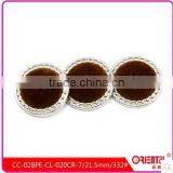 Hign End Fashion Fuzz Button in Brown With Silvern Rim thumbnail-1