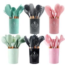 Eco-friendly Food Grade Gift Pack 12 pcs Cooking Tools Kitchen Gadgets Silicone and Stainless Steel Kitchen Utensil Set