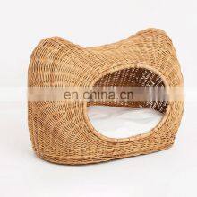 Hot Sale Handcrafted Rattan Wicker Cat Bed With Cushion and Portable Eco - Friendly Cat House Wholesale Made in Vietnam thumbnail-3