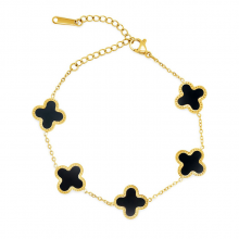 Fashion Jewelry Lucky High Quality Shell 18k Gold Plated Four Leaf Clover Bracelet thumbnail-3