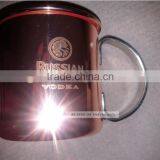 FDA CA65 16oz Copper Plated Beer Mugs Vodka Mug With Stainless Steel Easy Grip Handle With Black Laser Logo thumbnail-2