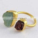 Amazing Rough Aquamarine Garnet Ring, Handmade Silver Jewellery, Online SIlver Jewellery thumbnail-2